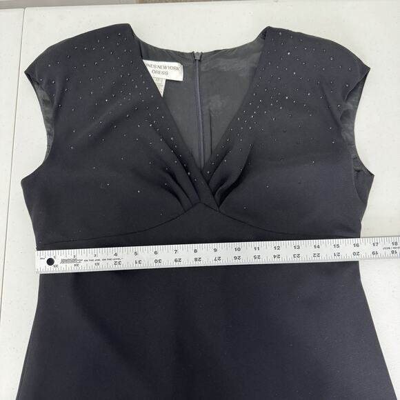 Vintage Jones New York Womens Dress 12 Black Beaded Midi Babydoll Whimsigoth - Picture 8 of 12